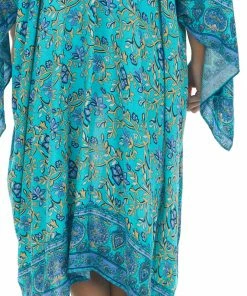 Umgee Tops Turquoise Printed Wing Sleeve Duster Kimono