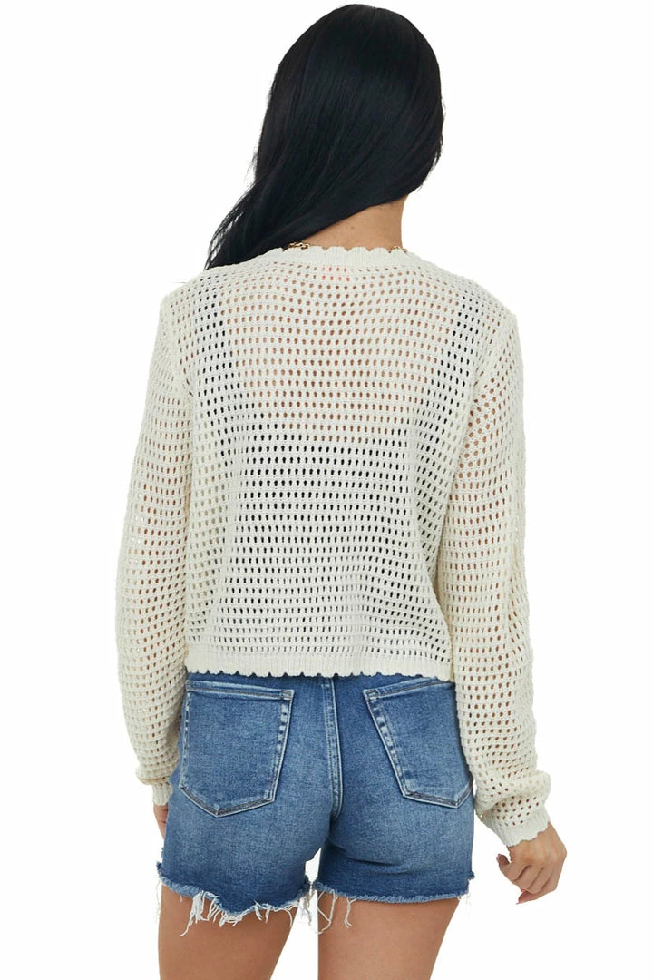 Hailey & Co Vanilla Long Sleeve Button Up Loose Knit Cardigan 7 Hailey & Co Vanilla Long Sleeve Button Up Loose Knit Cardigan