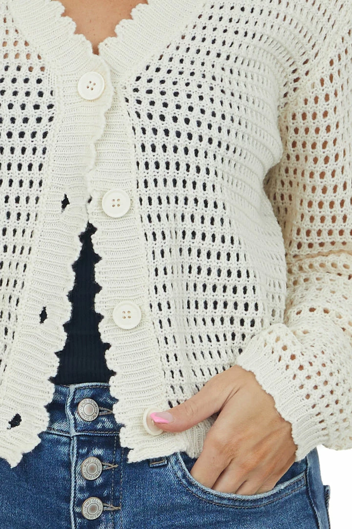 Hailey & Co Vanilla Long Sleeve Button Up Loose Knit Cardigan 8 Hailey & Co Vanilla Long Sleeve Button Up Loose Knit Cardigan