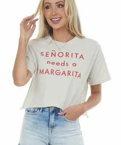 La Vida Vanilla'Senorita Needs A Margarita' Crop Top Tops