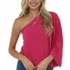 Peach Love Tops Vibrant Raspberry One Shoulder With Cinch Top 2 Peach Love Tops Vibrant Raspberry One Shoulder With Cinch Top