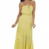 Illa Illa Vintage Yellow Cut Out Back Tiered Maxi Dress 1 Illa Illa Vintage Yellow Cut Out Back Tiered Maxi Dress