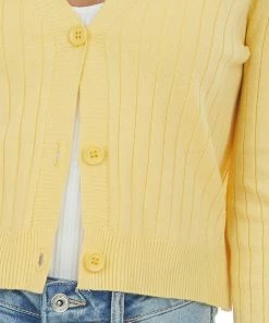 Hailey & Co Tops Vintage Yellow Ribbed Button Up Cardigan 13 Hailey & Co Tops Vintage Yellow Ribbed Button Up Cardigan