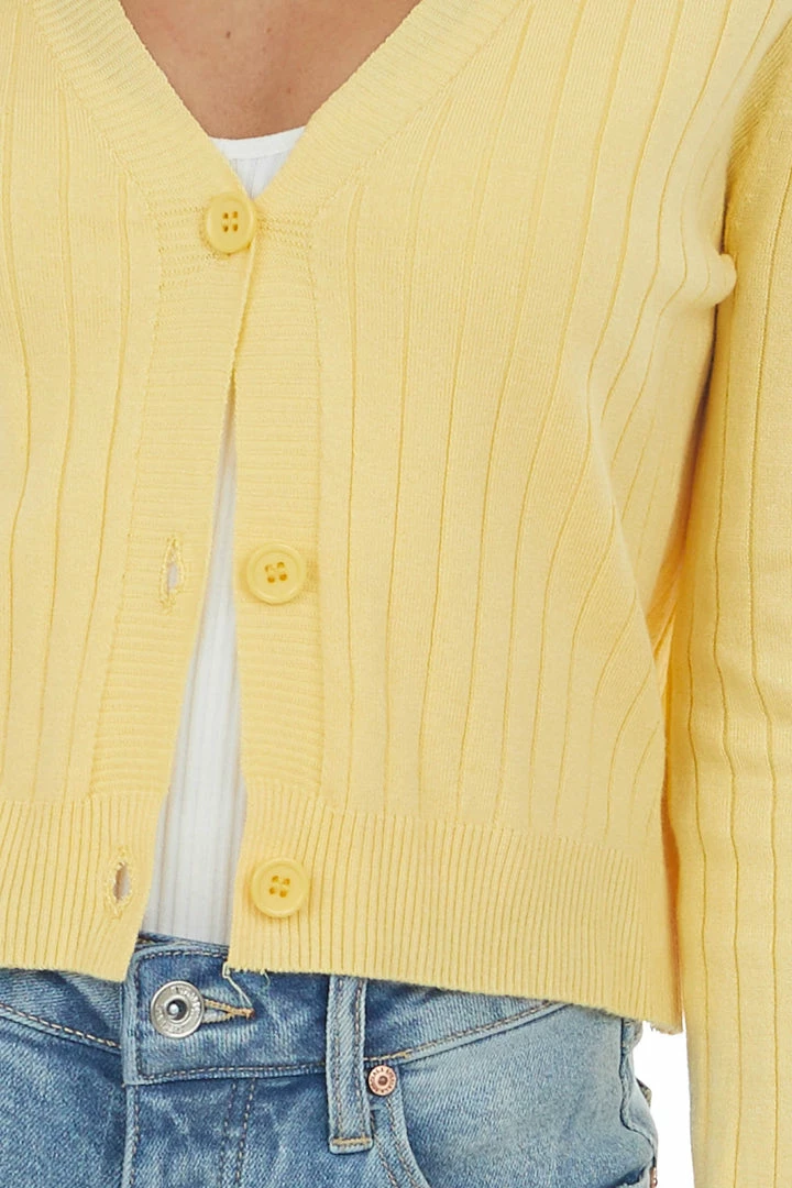 Hailey & Co Tops Vintage Yellow Ribbed Button Up Cardigan 8 Hailey & Co Tops Vintage Yellow Ribbed Button Up Cardigan