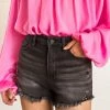 KanCan Vintage Black High Rise Shorts With Frayed Hem Bottoms