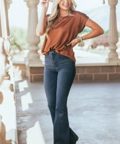 Special A Bottoms Vintage Dark Wash High Rise Flare Jeans