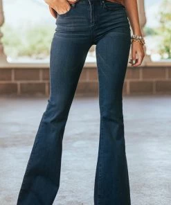Special A Bottoms Vintage Dark Wash High Rise Flare Jeans