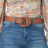 Fame Accessories Warm Spice Faux Leather Belt With Woven Buckle