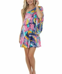 Caramela Watermelon Printed One Shoulder Short Dress