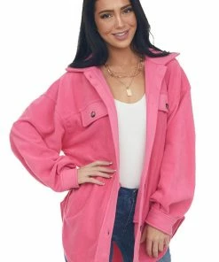 BiBi Watermelon Soft Oversized Button Shirt Jacket Tops