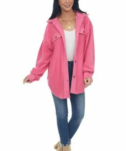 BiBi Watermelon Soft Oversized Button Shirt Jacket Tops