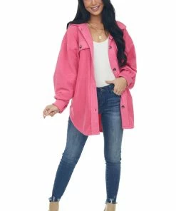 BiBi Watermelon Soft Oversized Button Shirt Jacket Tops
