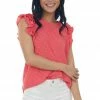 143 Story Watermelon Swiss Dot Ruffle Sleeve A Line Top 1 143 Story Watermelon Swiss Dot Ruffle Sleeve A Line Top