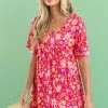 Andree Watermelon Colorful Floral Babydoll Flowy Mini Dress Dresses