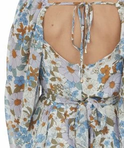 HYFVE White Floral Print Ruffle Overlay Romper