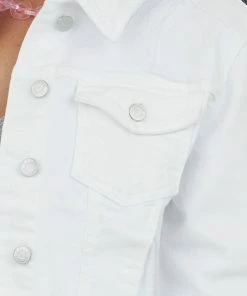 Cello Jeans Outerwear White Frayed Cropped Denim Jacket