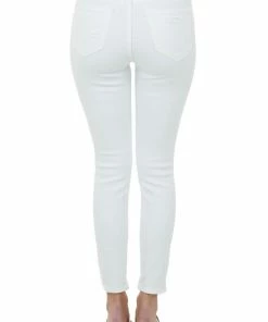 Cello Jeans White High Rise Distressed Ankle Skinny Jeans Bottoms