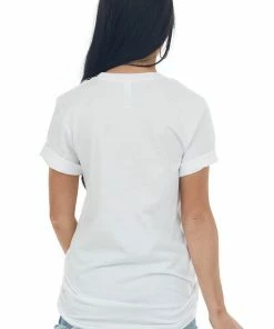 A. Blush Tops White Retro Sunset 'I Do Crew' Graphic Tee