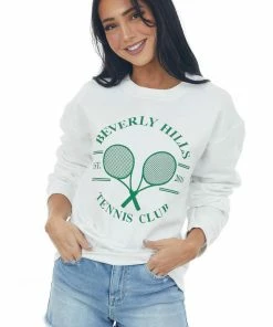 Blume+Co Tops White'Beverly Hills Tennis Club' Sweatshirt