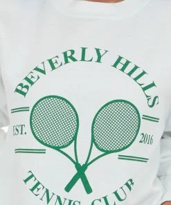 Blume+Co Tops White 'Beverly Hills Tennis Club' Sweatshirt