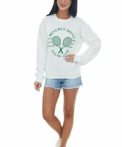 Blume+Co Tops White 'Beverly Hills Tennis Club' Sweatshirt