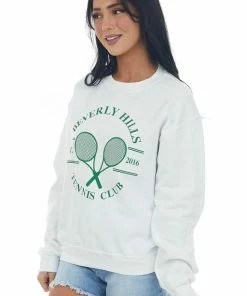 Blume+Co Tops White 'Beverly Hills Tennis Club' Sweatshirt
