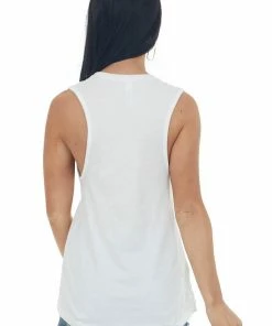 Blume+Co Tops White 'Drink Sip Shoot' Knit Graphic Tank Top