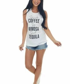 Blume+Co Tops White 'Drink Sip Shoot' Knit Graphic Tank Top