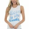 Blume+Co Tops White 'Head In The Clouds' Graphic Tank Top