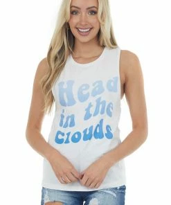 Blume+Co Tops White'Head In The Clouds' Graphic Tank Top