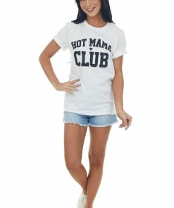 Blume+Co Tops White 'Hot Mama Club' Graphic Tee Shirt