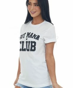 Blume+Co Tops White 'Hot Mama Club' Graphic Tee Shirt