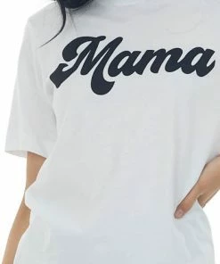 Blume+Co Tops White 'Mama' Short Sleeve Graphic Tee