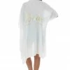 Fashion City White And Gold 'Bride' Foil Graphic Kimono