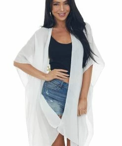 Fashion City White And Gold 'Bride' Foil Graphic Kimono