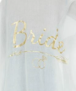 Fashion City White And Gold 'Bride' Foil Graphic Kimono