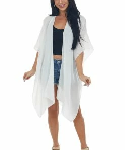 Fashion City White And Gold 'Bride' Foil Graphic Kimono