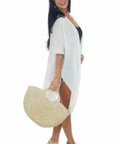 Fashion City White And Gold 'Bride' Foil Graphic Kimono