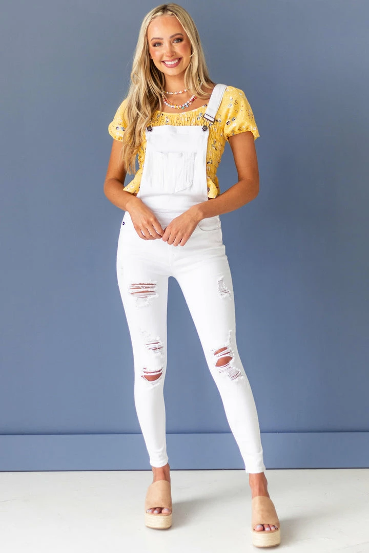 KanCan White Distressed Skinny Denim Overalls 3 KanCan White Distressed Skinny Denim Overalls