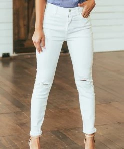 Cello Jeans White High Rise Distressed Ankle Skinny Jeans Bottoms