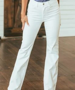 Judy Blue White High Rise Flare Leg Boot Cut Denim Jeans Bottoms