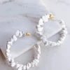 WALL TO WALL White Pebble Stone Beaded Hoop Earrings