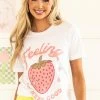 A. Blush Tops White 'Feeling Berry Good' Graphic Tee Shirt