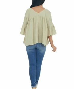 Davi & Dani Willow Button Down Flare Sleeve Blouse 21 Davi & Dani Willow Button Down Flare Sleeve Blouse
