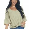 Davi & Dani Willow Button Down Flare Sleeve Blouse 2 Davi & Dani Willow Button Down Flare Sleeve Blouse