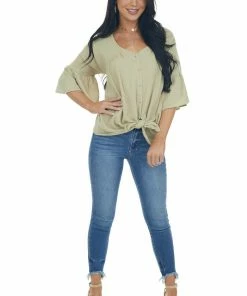Davi & Dani Willow Button Down Flare Sleeve Blouse 18 Davi & Dani Willow Button Down Flare Sleeve Blouse