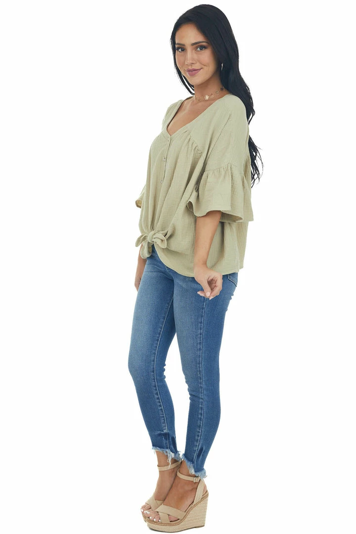 Davi & Dani Willow Button Down Flare Sleeve Blouse 8 Davi & Dani Willow Button Down Flare Sleeve Blouse
