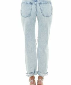 KanCan Acid Wash High Rise Boyfriend Jeans With Heavy Distressing Bottoms