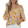 First Love Amber Floral Print Off Shoulder Puff Sleeve Blouse