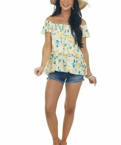 Ces Femme Amber Floral Print Ruffle Tiered Woven Top Tops 18 Ces Femme Amber Floral Print Ruffle Tiered Woven Top Tops